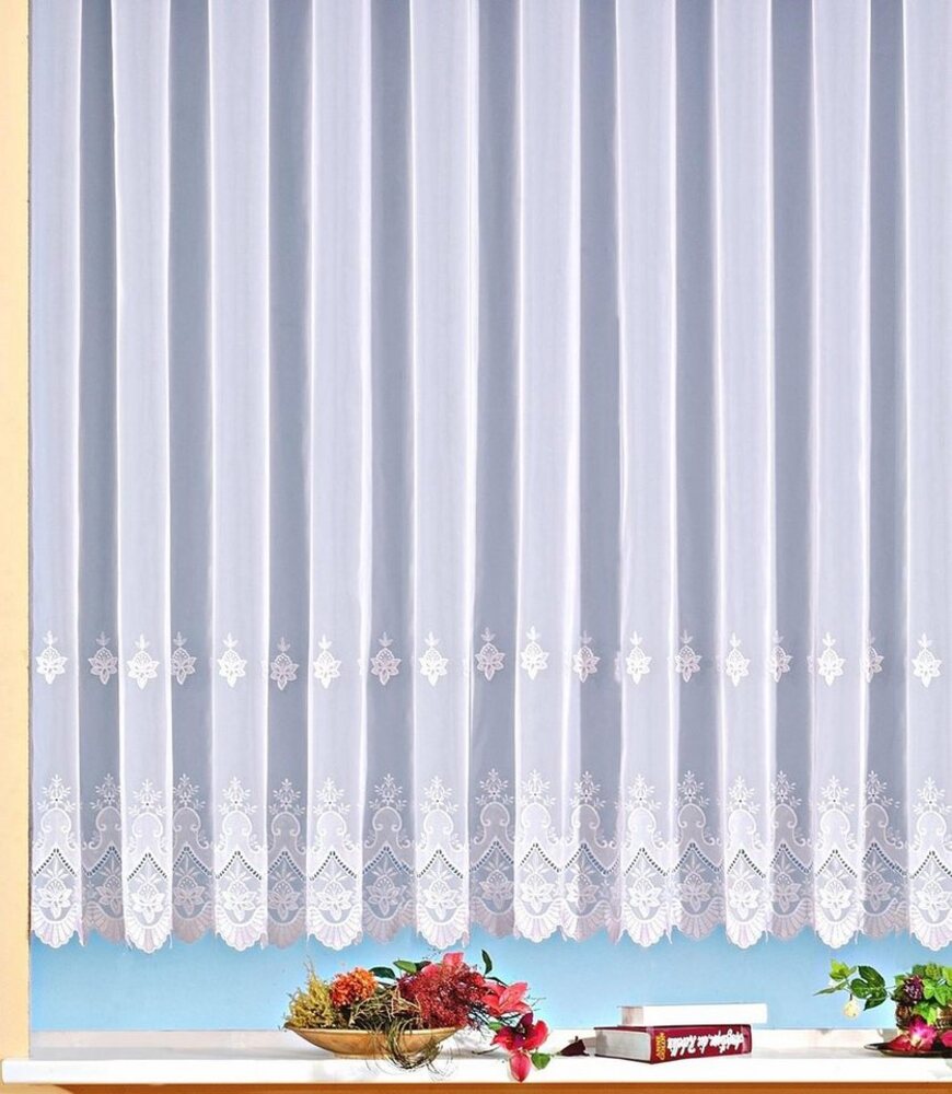 Weckbrodt Gardine Berlin, Kräuselband (1 St), transparent, Voile, echte Stickerei, Voile, transparent, Bordüre, Kante, gebogt, Store Bild 1