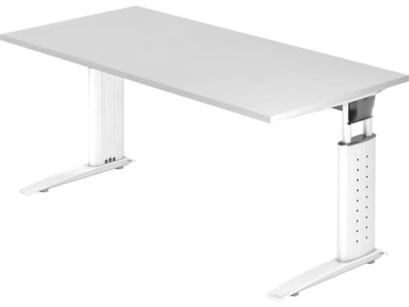 Schreibtisch US16 C-Fuß 160x80cm Weiß Gestellfarbe: Weiß Bild 1