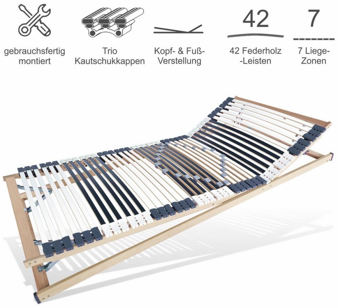 Lattenrost Lattenroste, 42 Leisten, verstellbar, Stabil, MONTIERT, Matratzen Perfekt, Kopfteil manuell verstellbar, Fußteil manuell verstellbar, sehr stabiler Lattenrost mit 42 Leisten in Trio Kautschukkappen Bild 1