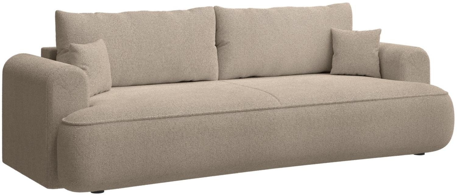 Selsey Ovo - 3-Sitzer Schlafsofa mit Bettkasten, Chenille-Bezug in Beige, 250 cm Bild 1