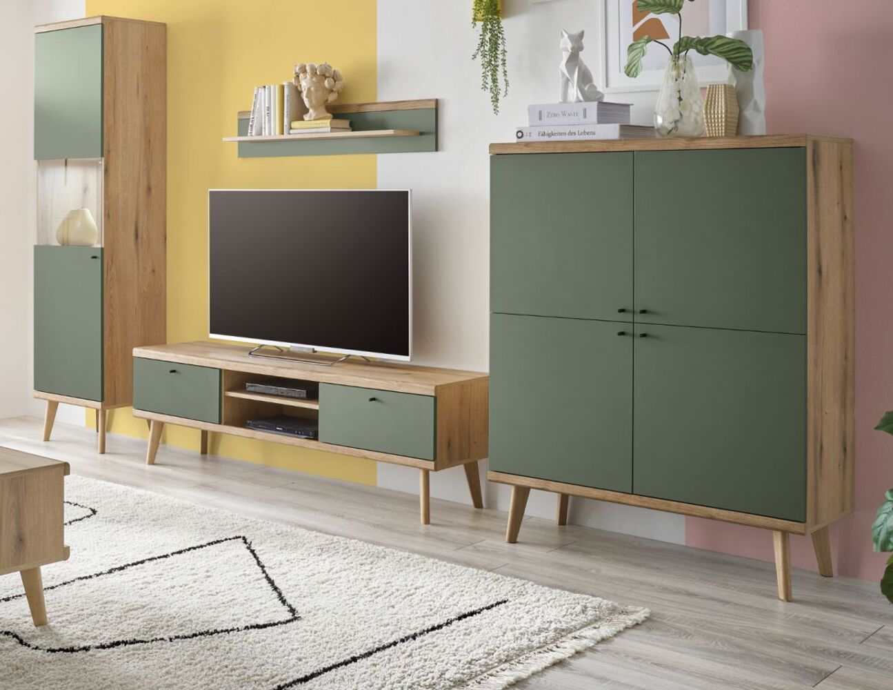 Wohnwand Juna in Salbei und Eiche Evoke 4-teilig 337 cm Bild 1