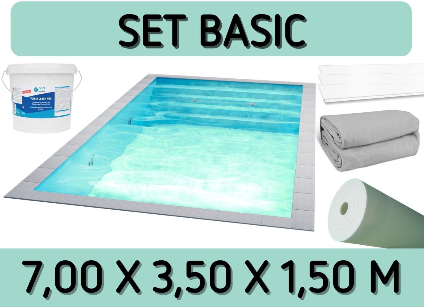 Styroporpool Set Basic - 700 x 350 x 150 cm - mit Innenfolie und Zubehör - Graue Innenfolie Bild 1