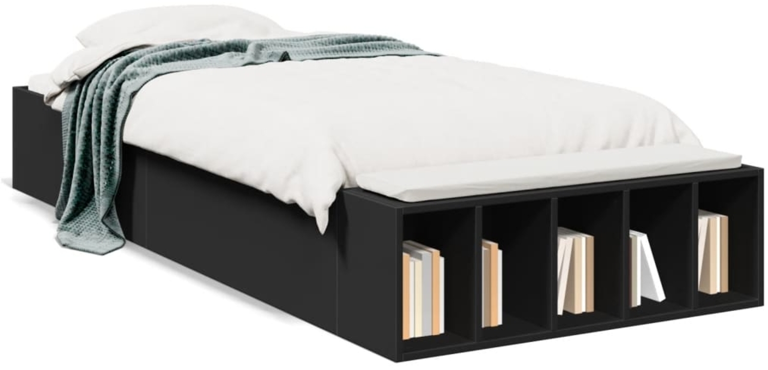 vidaXL Bettgestell Schwarz 75x190 cm Holzwerkstoff 3280623 Bild 1