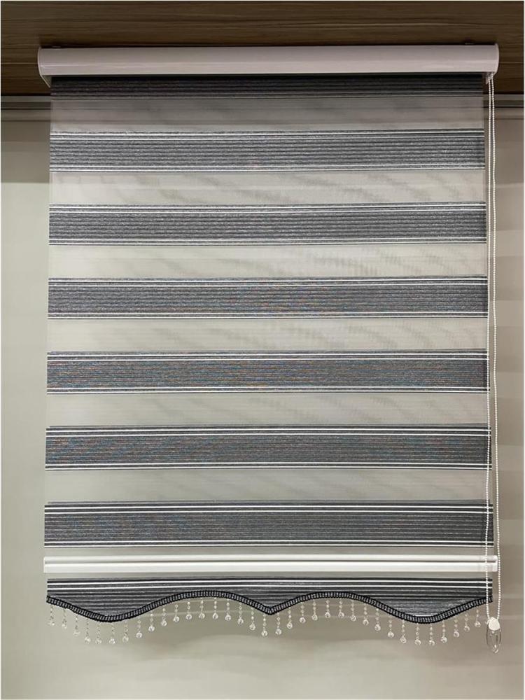 Fenster Rollo Gardine Doppelrollo Aluminiumkassette Zebra BLC Schwarz Seitenzug Duorollo 100 cm Bild 1