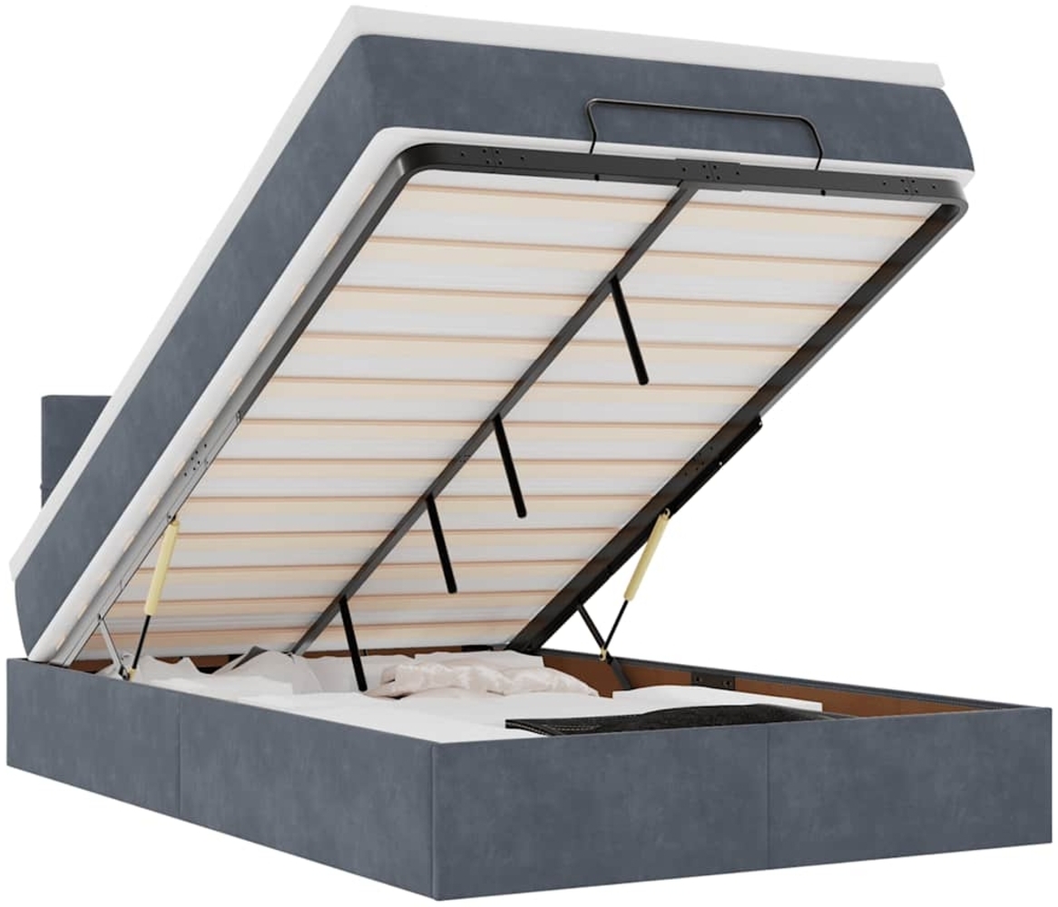 vidaXL Ottomane Bett mit Matratze & LEDs Dunkelgrau 120x190 cm Samt 3312609 Bild 1