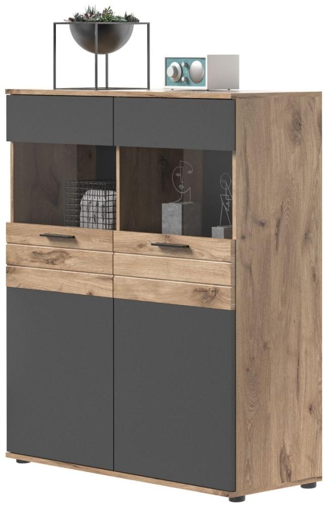 Highboard Tomaso in Eiche und grau 110 x 122 cm Bild 1