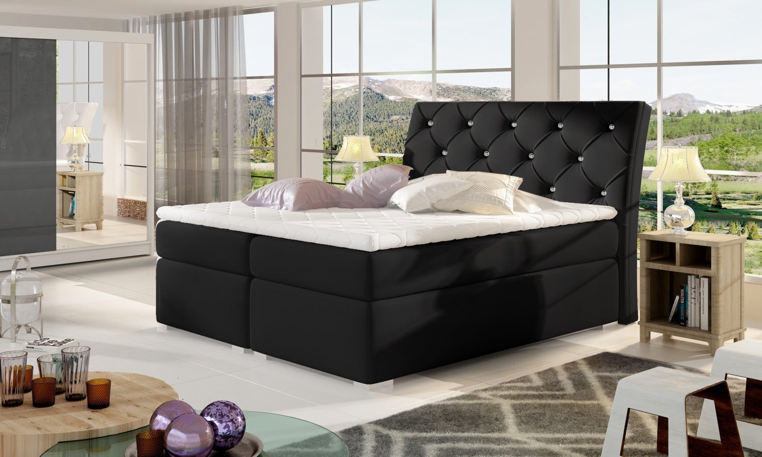 Balvin 180X200, Boxspring Bett, Schwarz Bild 1