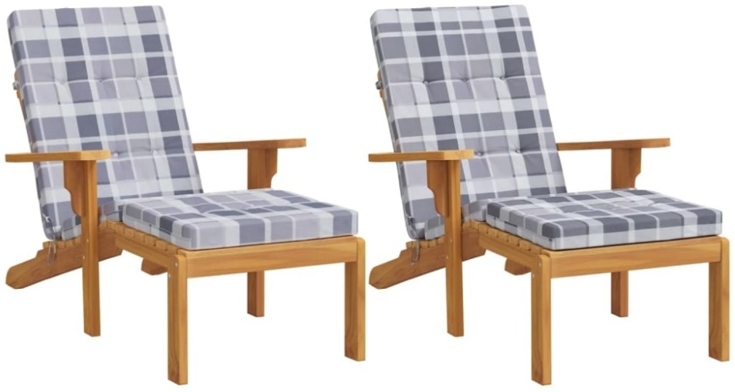 vidaXL '361998' Liegestuhl-Auflagen 2 Stk. Oxford-Gewebe, grau Karomuster, 180 x 55 x 7 cm Bild 1