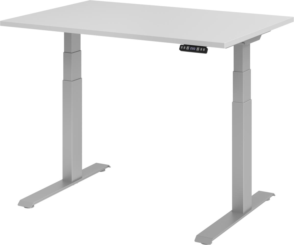 bümö elektrisch höhenverstellbarer Schreibtisch 120x80 cm in grau, Gestell silber mit Memory-Steuerung, elektrischer Bürotisch höhenverstellbar Gaming Tisch, XDKB12-5-S Bild 1