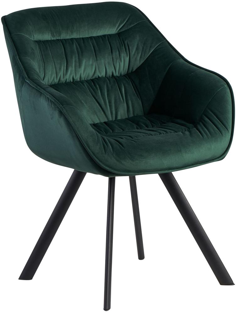 Kadima Design Esszimmerstuhl "Loche": Samtbezug, Eisenstandbeine, 60 x 85 x 64 cm, einfache Montage. Grün, Material: Samt, 64 x 60 x 85 cm Bild 1