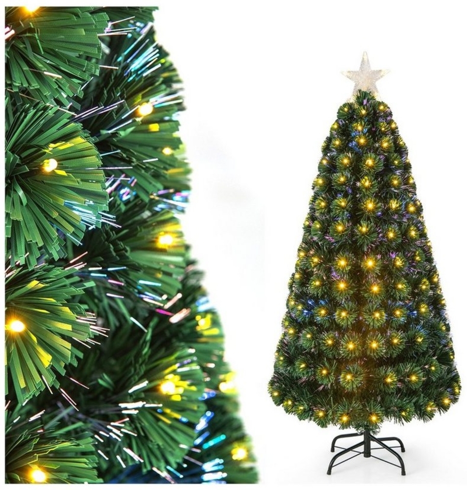 COSTWAY Künstlicher Weihnachtsbaum, 150cm, mit 170 Spitzen, 170 LEDs & Stern Bild 1