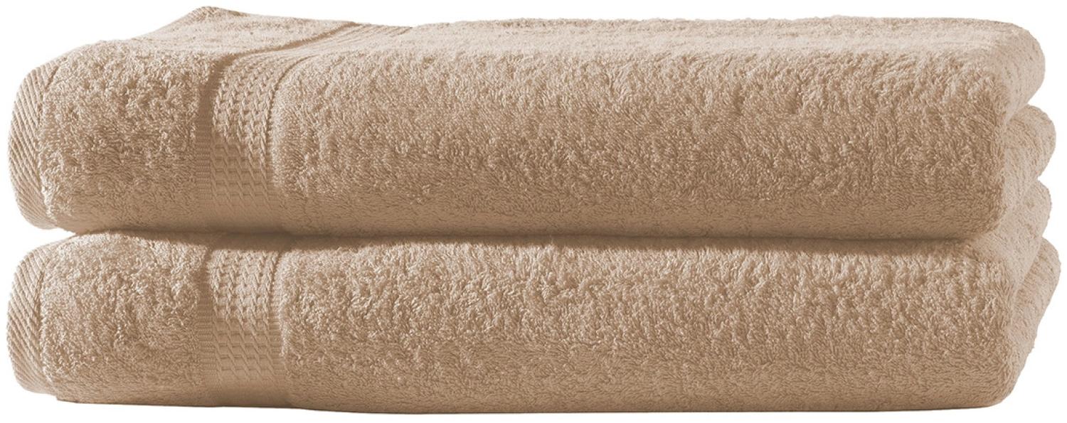 Müskaan - 2er Set Frottee Duschtücher Elegance 70x140 cm 100% Baumwolle 500 g/m² Duschtuch beige Bild 1