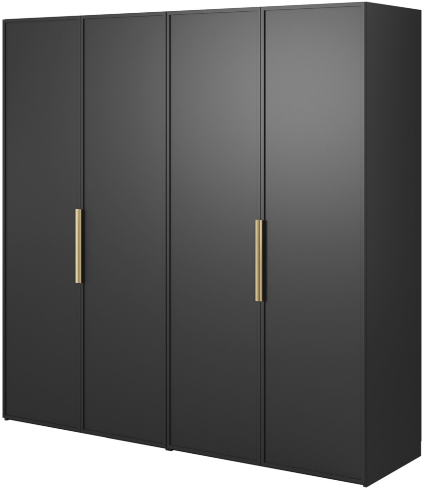 Selsey 'Frame' Kleiderschrank 4-türig mit Kleiderstange und Regalen, schwarz 200 x 200 x 57 cm Bild 1