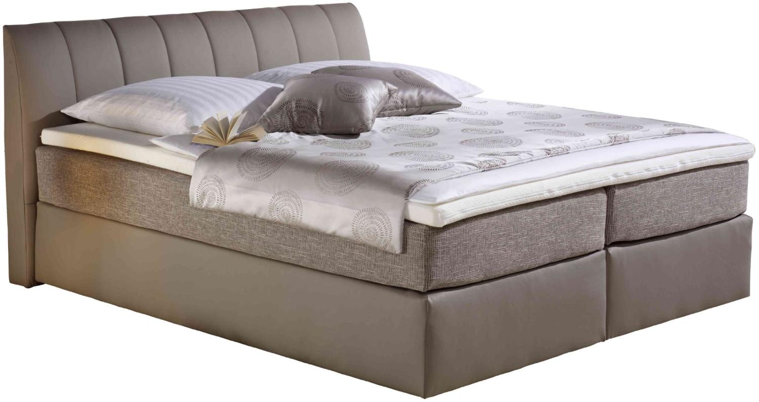 Maintal Boxspringbett Vanilla, 140 x 200 cm, Strukturstoff, Bonellfederkern Matratze H2, taupe Bild 1