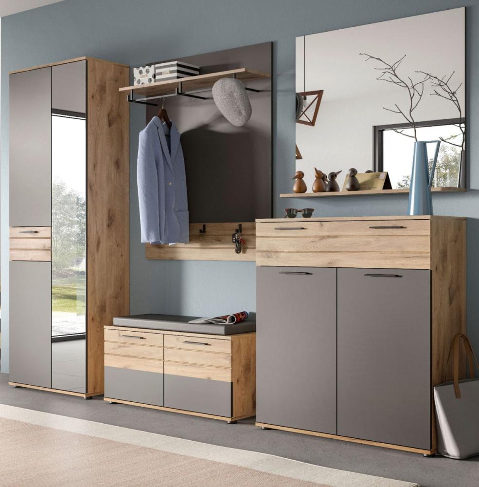 Garderobe Set 5-tlg. Tomaso in Eiche und grau 280 cm Bild 1