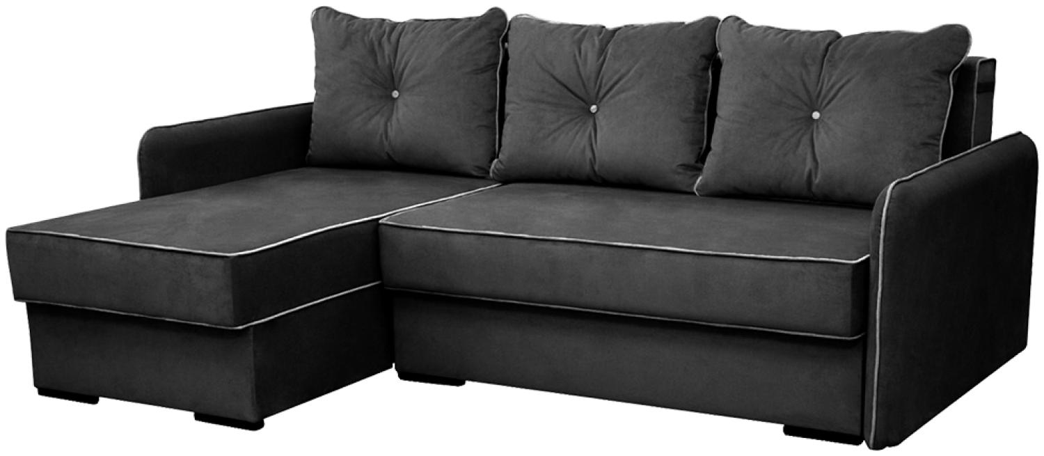 VitaliSpa Ecksofa KANSAS Schlaffunktion Dunkelgrau- Couch Schlafsofa Bett Eckcouch Taschenfederkern Sofa Bild 1