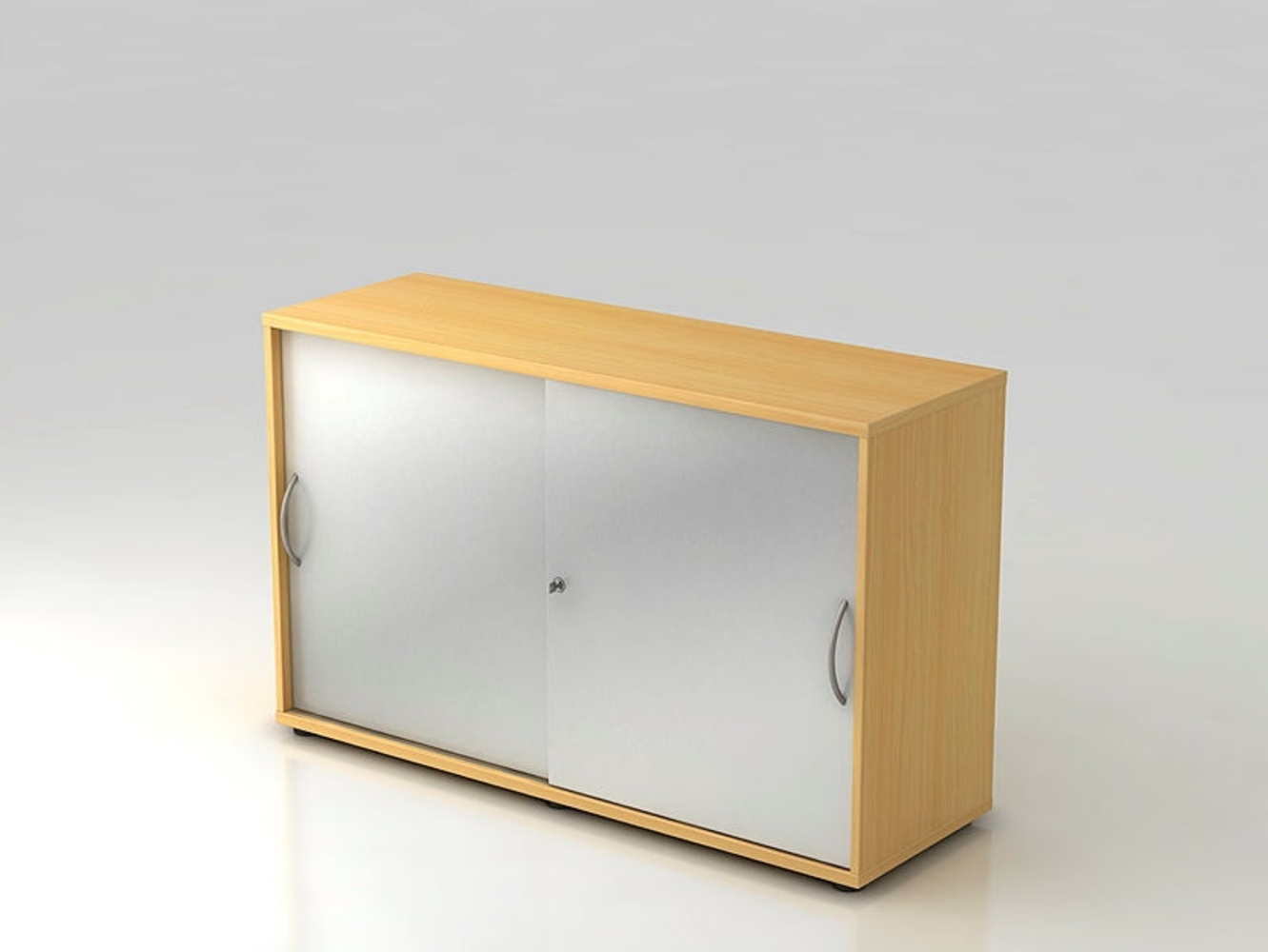 Schiebetürschrank 2 Ordnerhöhen, 120cm CE Buche / Silber Bild 1