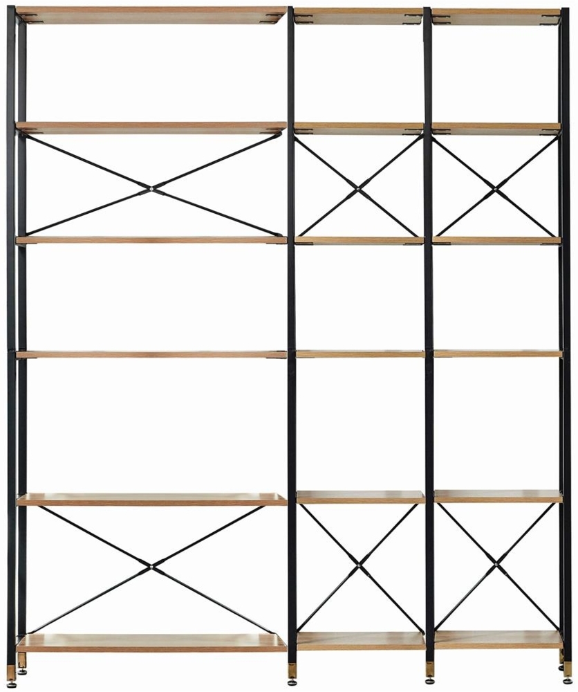 Regal-Set 30 x 170 x 210 cm Metall MDF mit Akazie-Dekor Schwarz Natur Bild 1