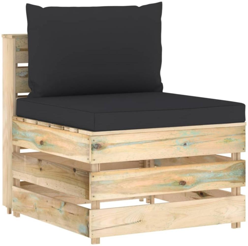 Modulares Mittelsofa mit Kissen Grün Imprägniertes Holz Bild 1