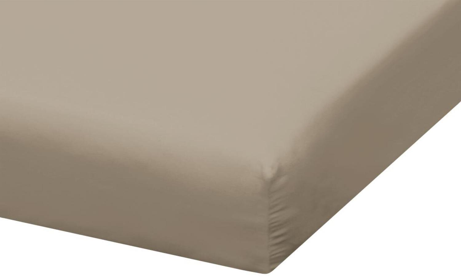 Traumschlaf Zwirn Jersey Boxspring Spannbetttuch für Topper Premium|140x200 - 160x220 cm| taupe Bild 1