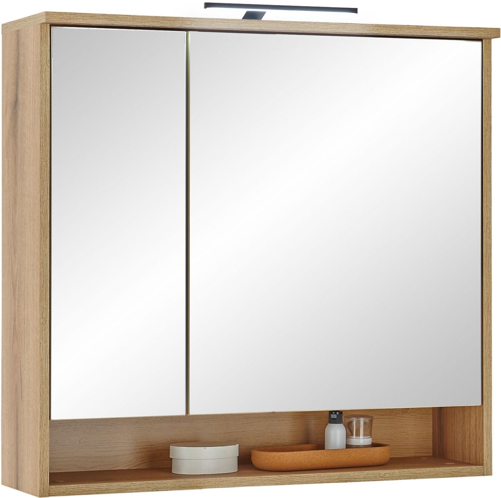 BASIC by Balculina Spiegelschrank Oakland Spiegelschrank,Badezimmerschrank BxHxT 80 x 75 x 23 (1-St) Breite 80 cm, Mit Beleuchtung, Softclose Bild 1