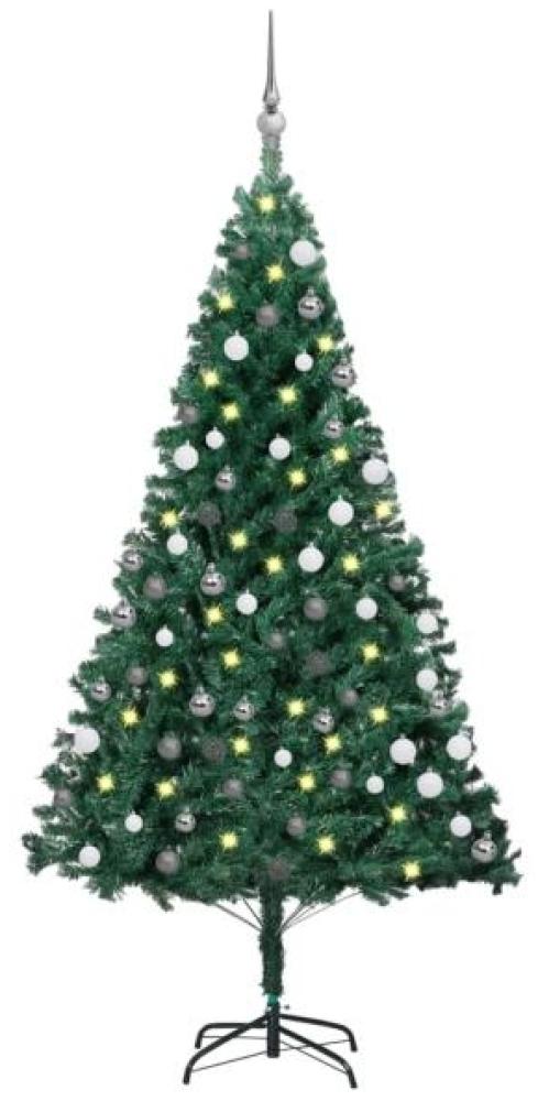 vidaXL Künstlicher Weihnachtsbaum mit LEDs & Kugeln Grün 150 cm PVC, Mit Beleuchtung [3077707] Bild 1