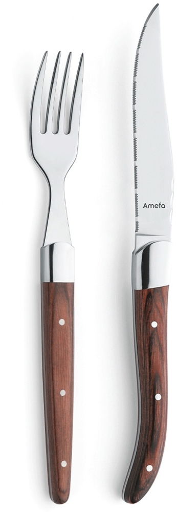 Amefa ROYAL STEAK Steakbesteck Set 4-teilig holz hochglanzpoliert Bild 1