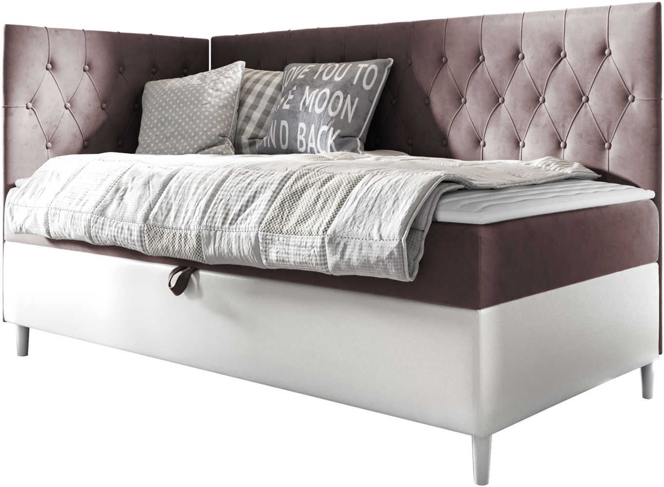 Boxspringbett 'Lenda Junior 3' rosa 100 x 200 cm Links Bild 1