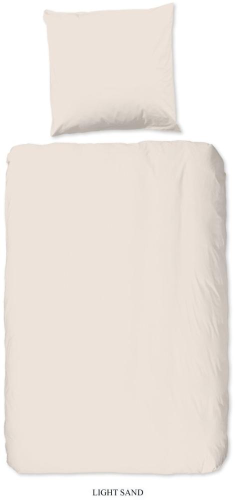 good morning Renforcé Bettwäsche 2 teilig Bettbezug 140 x 220 cm Kopfkissenbezug 60 x 70 cm Uni duvet cover 0270. 02. 01 Sand Bild 1