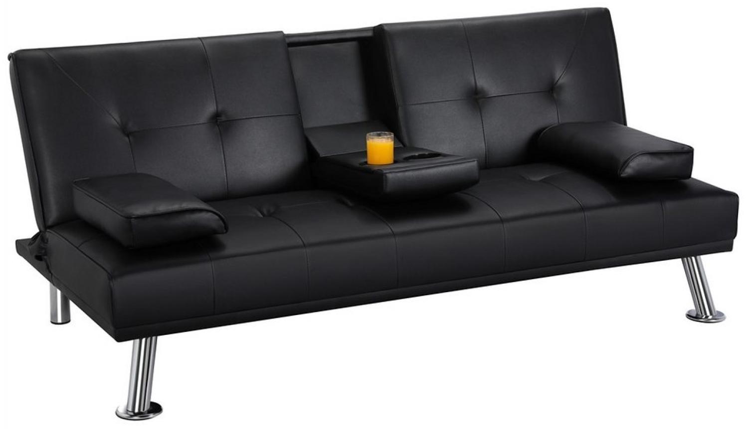 Yaheetech Schlafsofa Bettsofa Couch mit Tassenhalter Gästebett 167 x 81,5 x 75 cm, Rückenlehne neigbar 105°/140°/180°, 350 KG belastbar Bild 1