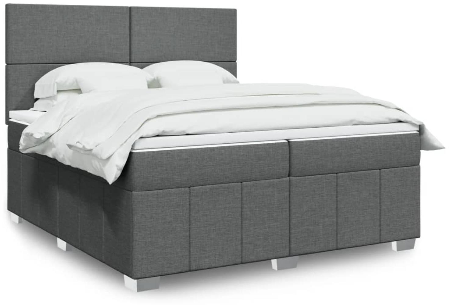 vidaXL Boxspringbett mit Matratze Dunkelgrau 200x200 cm Stoff 3291769 Bild 1