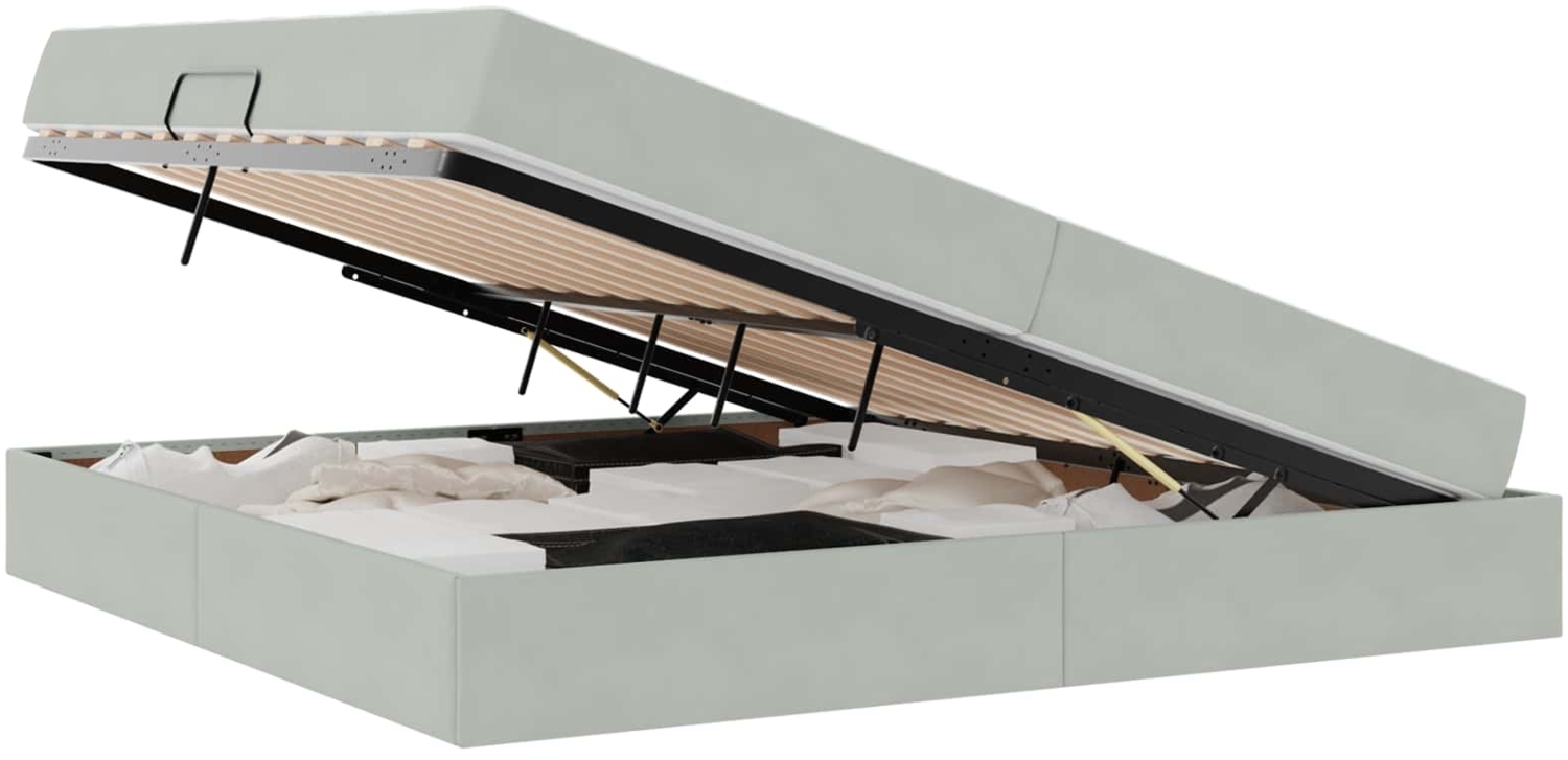 vidaXL Aufbewahrungsbett mit Matratze Hellgrau 200x200 cm Samt 3399742 Bild 1