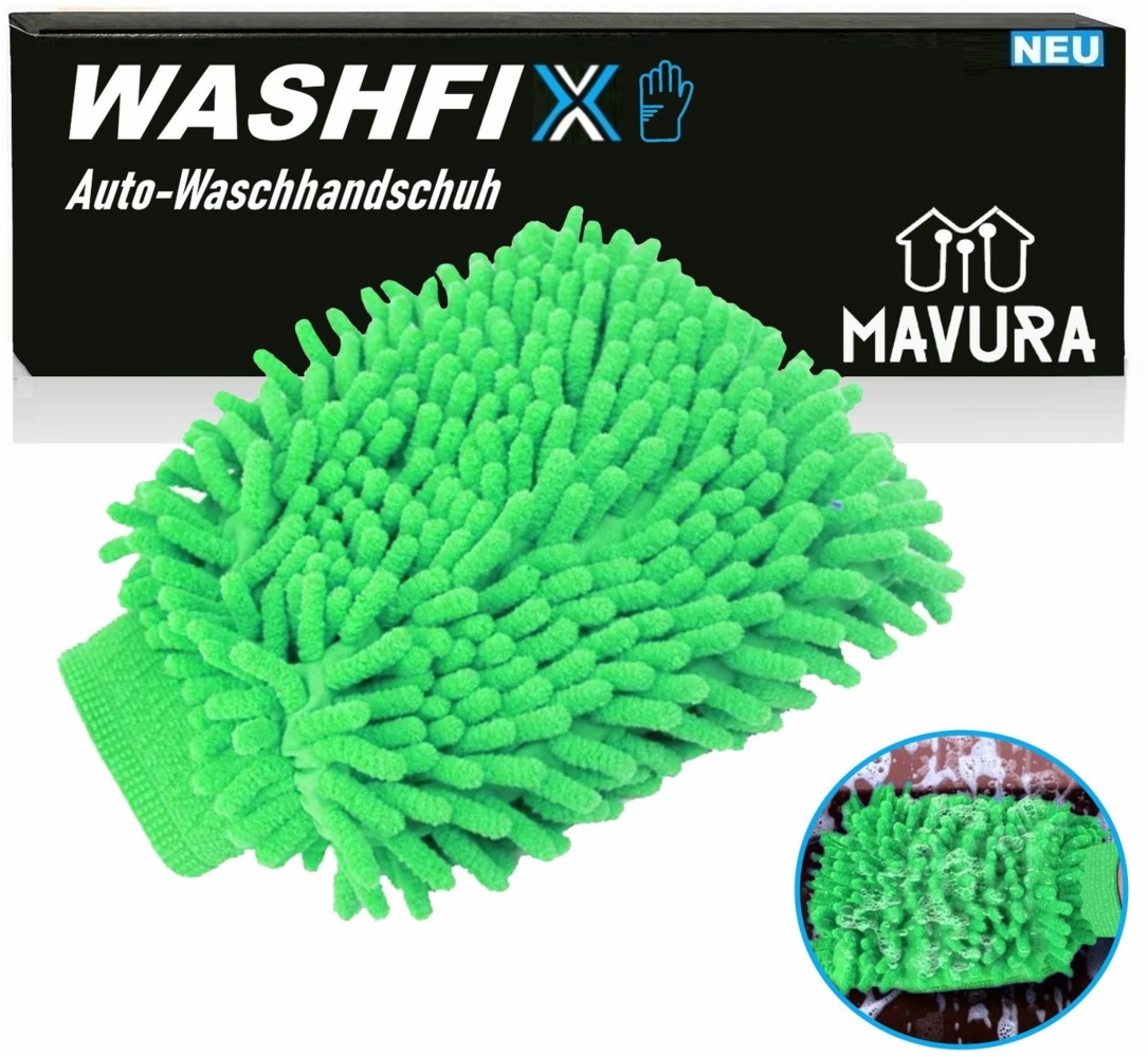 MAVURA Waschhandschuh WASHFIX Autowaschhandschuh Mikrofaser Handschuh Microfaser Autowäsche, Autopflege Handschuh Staubhandschuh Reinigungshandschuh Auto Bild 1