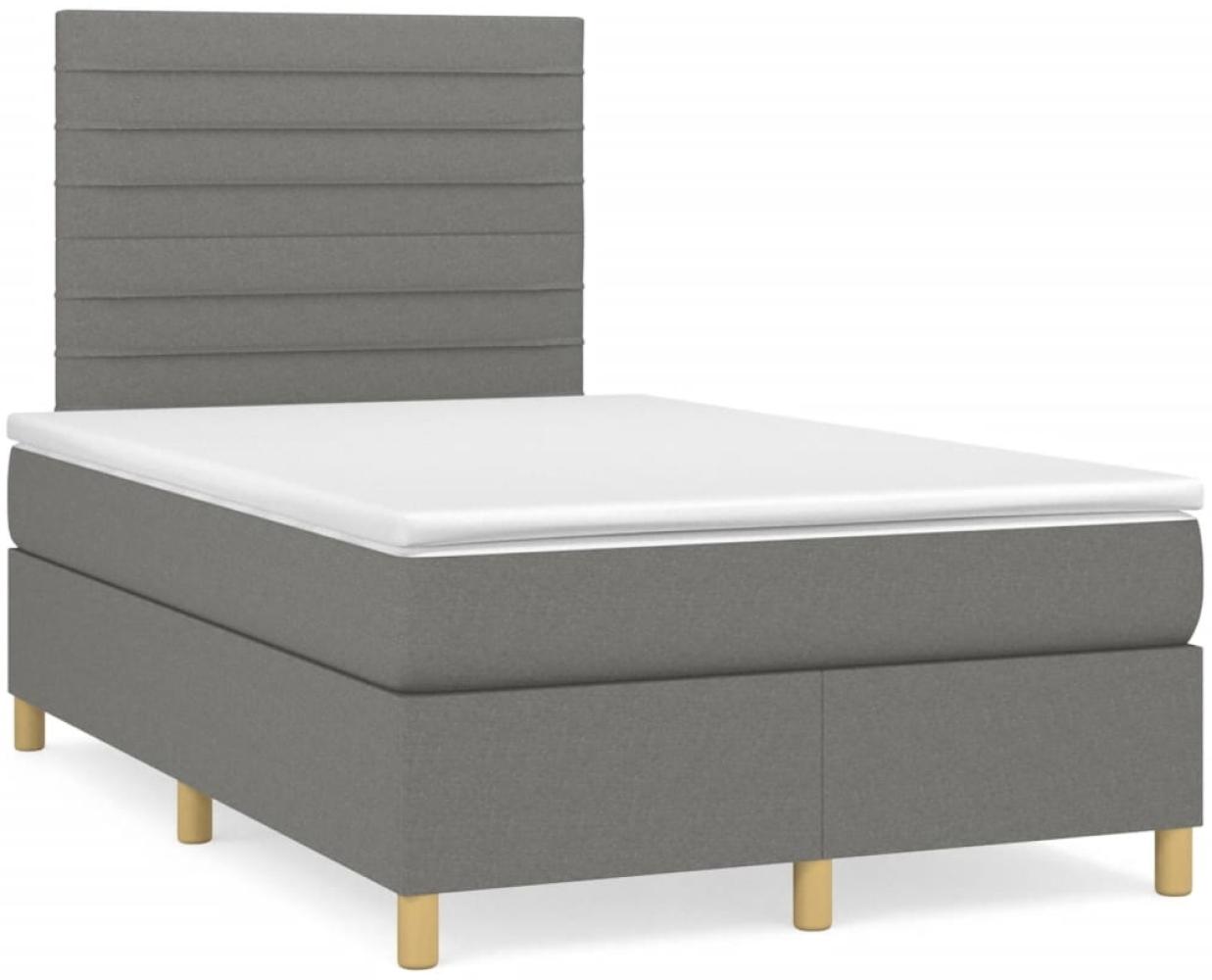 vidaXL Boxspringbett mit Matratze Dunkelgrau 120x190 cm Stoff 3269938 Bild 1