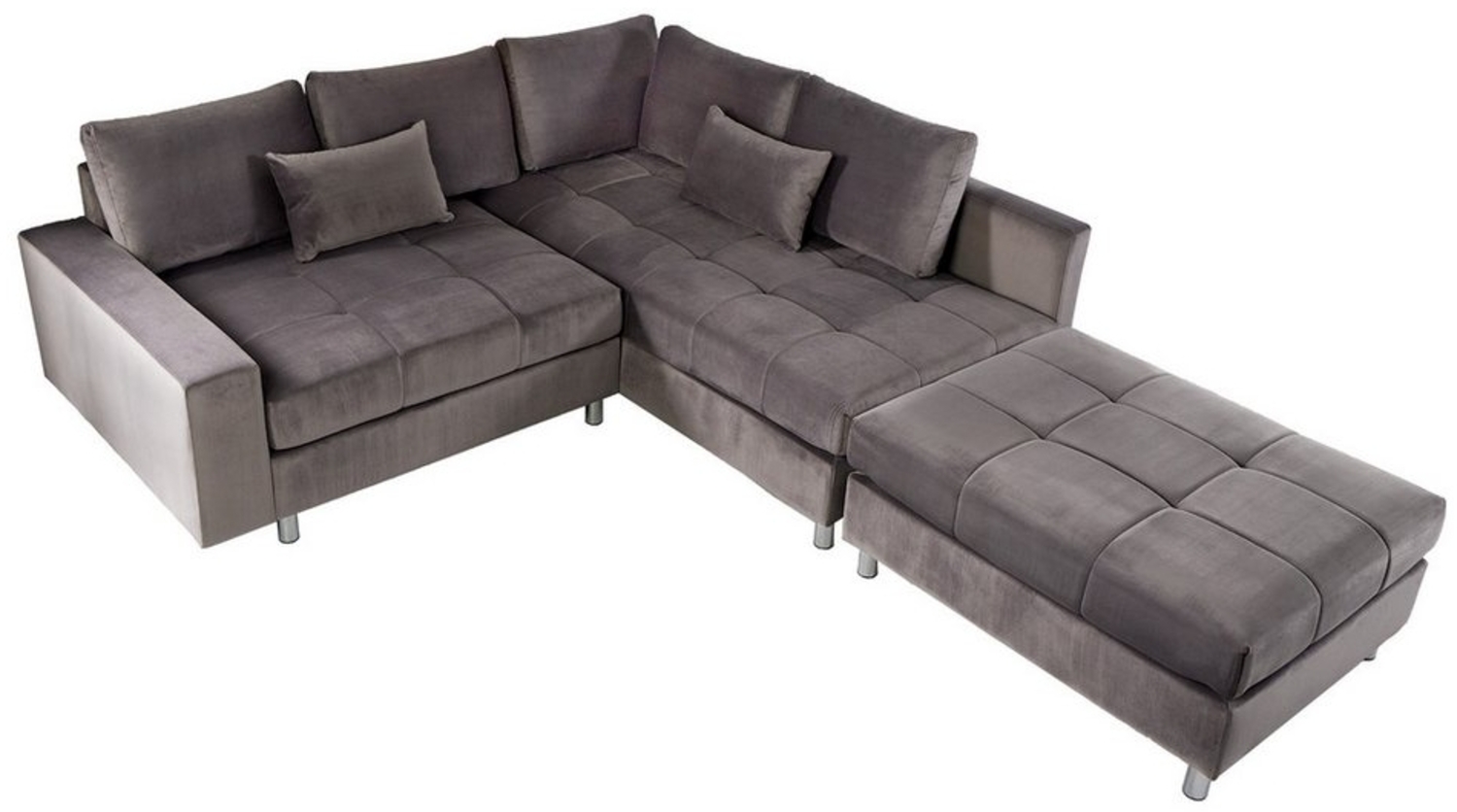 riess-ambiente Ecksofa KENT 220cm silbergrau, Einzelartikel 1 Teile, Wohnzimmer · Samt · Federkern · inkl. Kissen & Hocker · Modern Design Bild 1