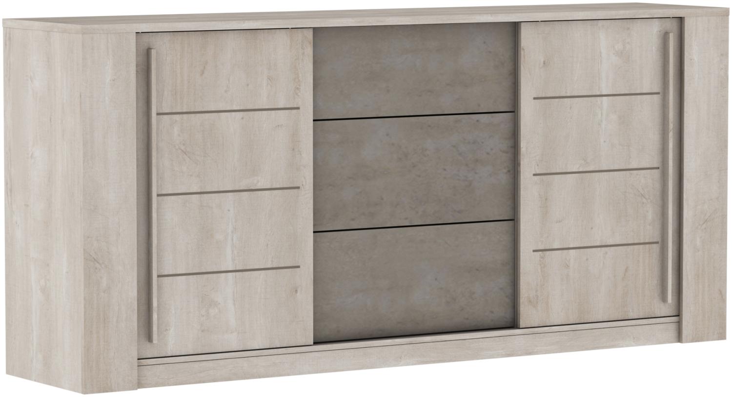 Lowboard >Antibes< in Eiche Champagner/ Beton Beige - 206x94x45cm (BxHxT) Bild 1