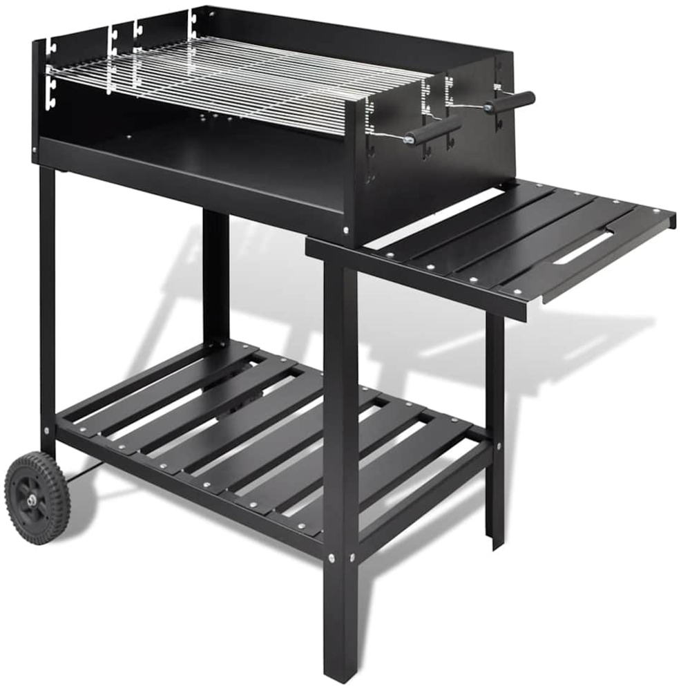 vidaXL BBQ Holzkohlegrill, Stahl Schwarz, 115 x 60 x 90 cm Bild 1