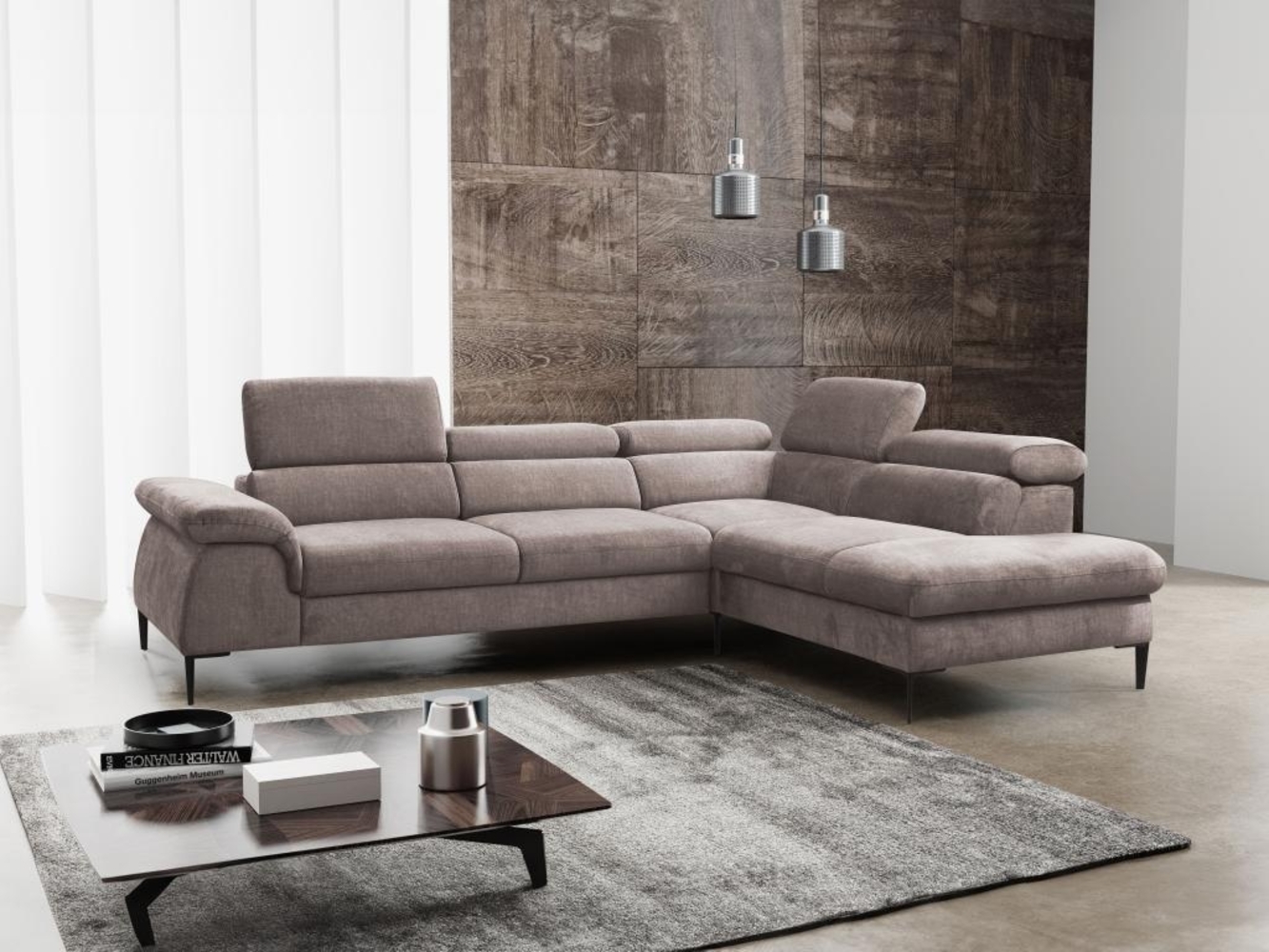 Ecksofa mit Schlaffunktion SEPINA von PASCAL MORABITO - Stoff - Taupe - Ecke rechts Bild 1