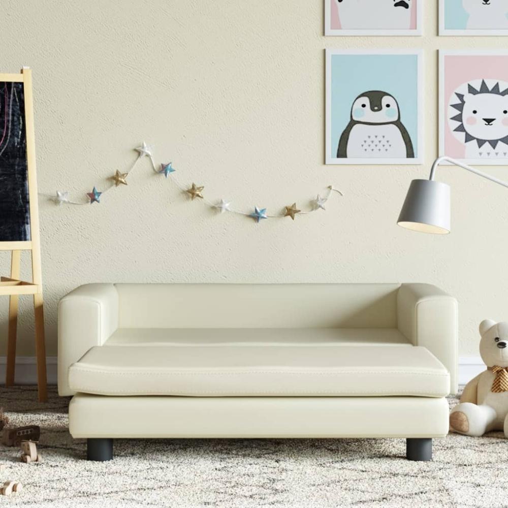 vidaXL Kindersofa mit Hocker Creme 100x50x30 cm Kunstleder 3196415 Bild 1