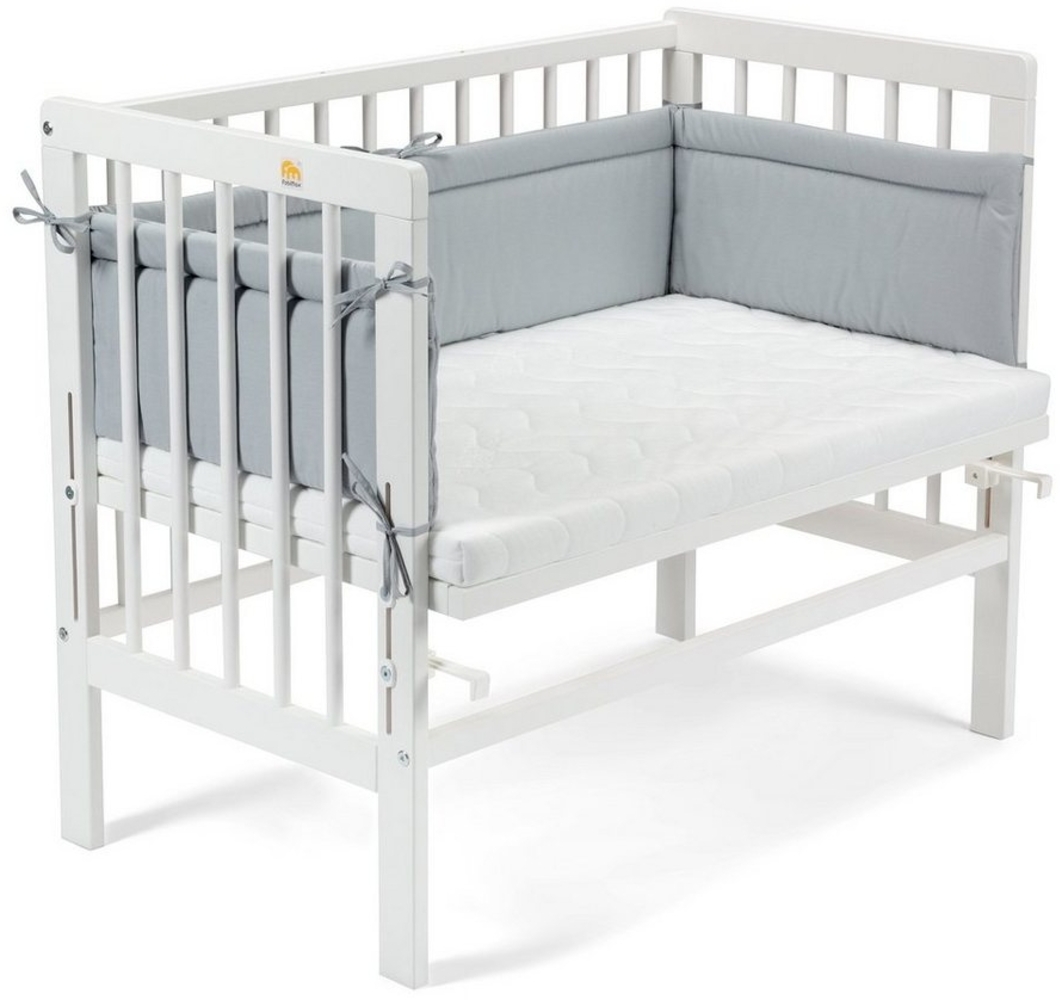 Fabimax 4597 'BASIC' Beistellbett weiß, inkl. Matratze 'AIR' und Nestchen 'Amelie' grau Bild 1