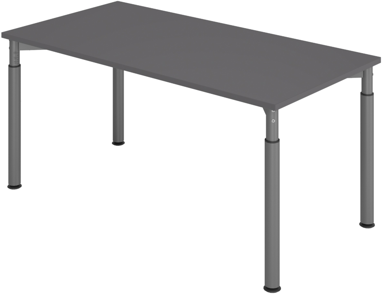 bümö höhenverstellbarer Schreibtisch 160x80 cm in graphit, Gestell graphit - PC Tisch höhenverstellbar & groß, höhenverstellbarer Tisch Büro, großer Computertisch verstellbar, Y-Serie, YS-16-G-G Bild 1