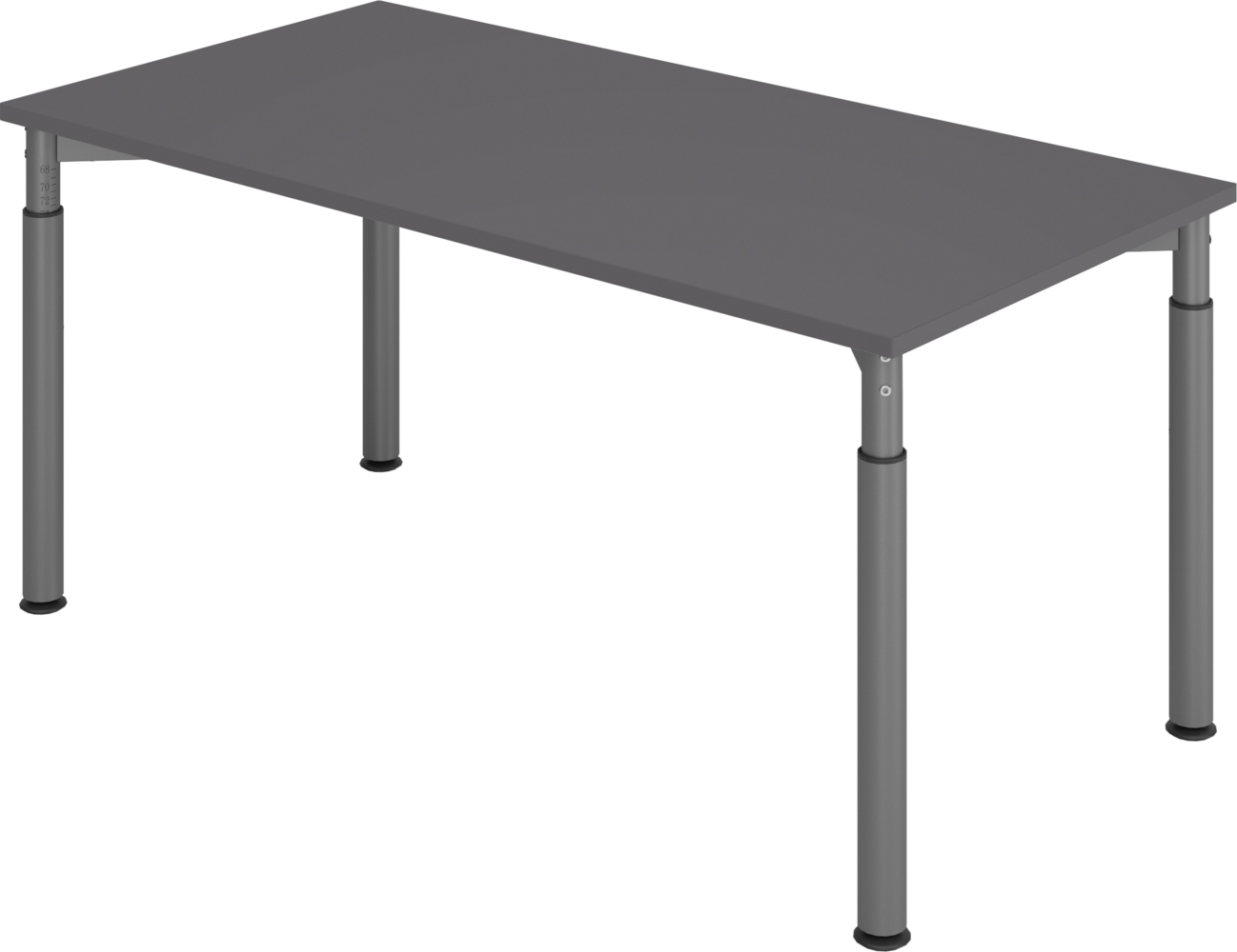 bümö höhenverstellbarer Schreibtisch 160x80 cm in graphit, Gestell graphit - PC Tisch höhenverstellbar & groß, höhenverstellbarer Tisch Büro, großer Computertisch verstellbar, Y-Serie, YS-16-G-G Bild 1