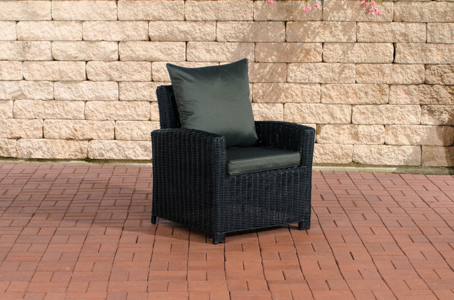 CLP Polyrattan Stuhl Sessel Fisolo 5mm,schwarz anthrazit Bild 1