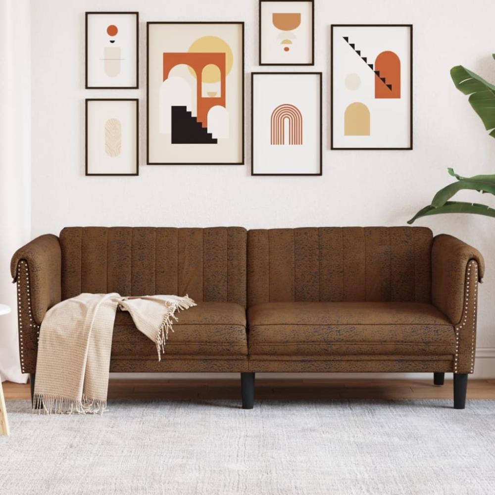 vidaXL 3-Sitzer Sofa Braun Kunstleder Wildleder-Optik 372594 Bild 1