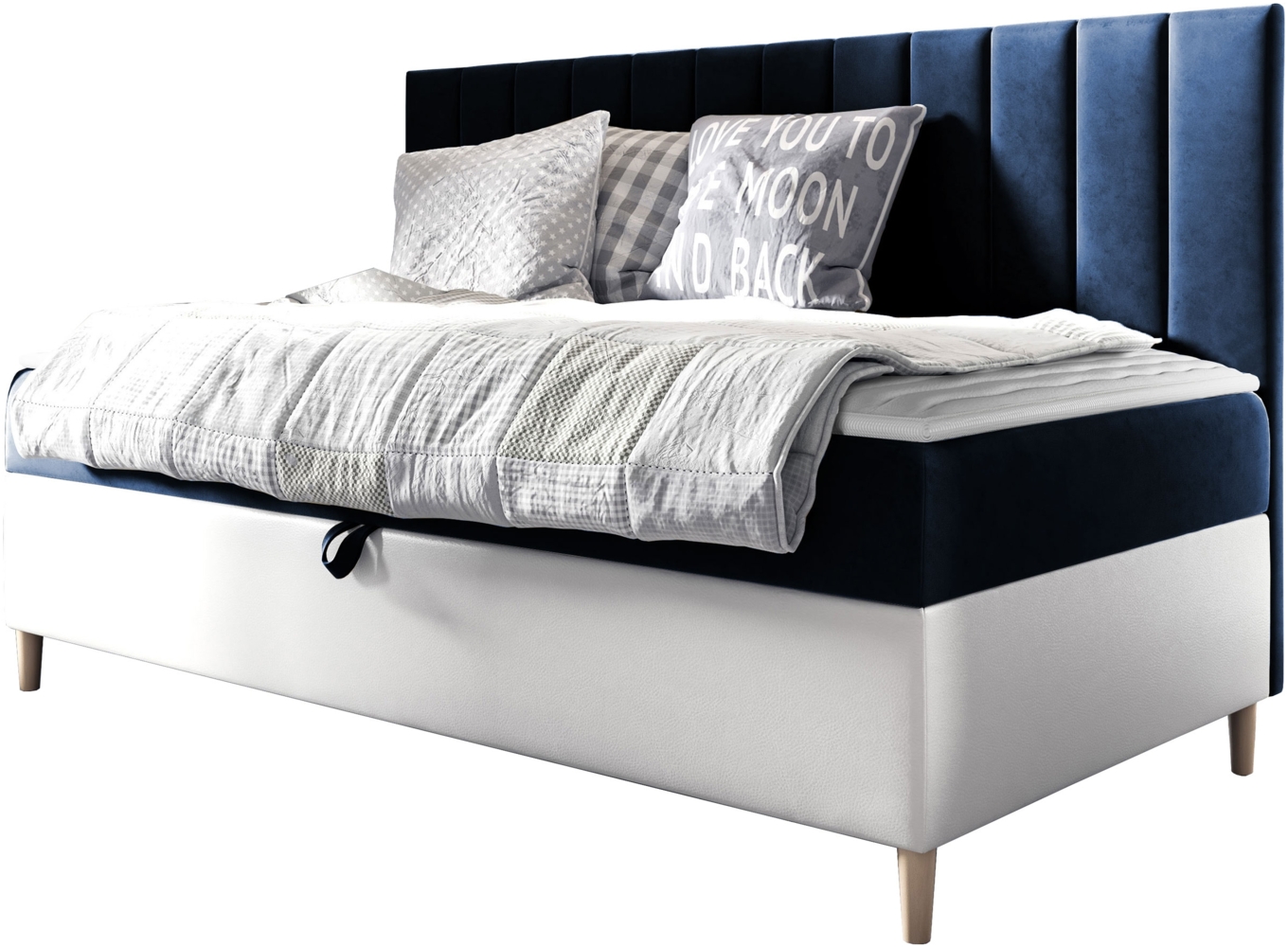 Boxspringbett Chapeni 'Junior 2' , blau, 80 x 200 cm Bild 1