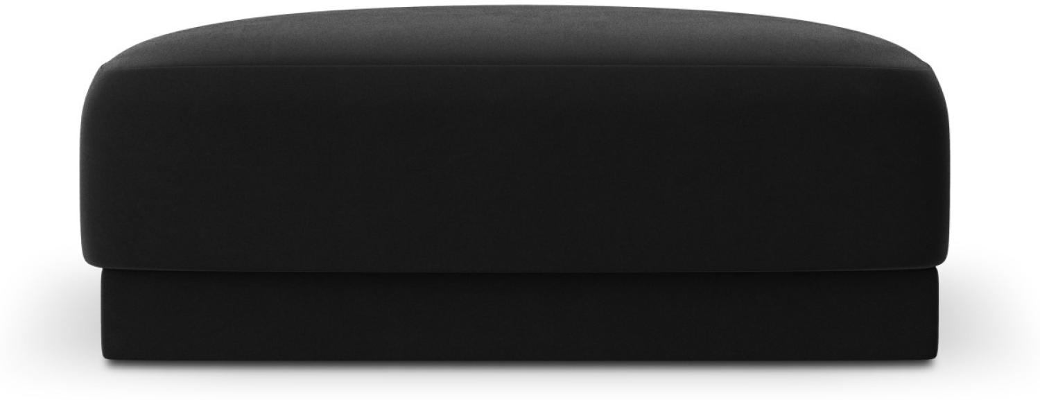 Micadoni Samtstoff Pouf Hocker Miley | Bezug Black | Beinfarbe Black Plastic Bild 1