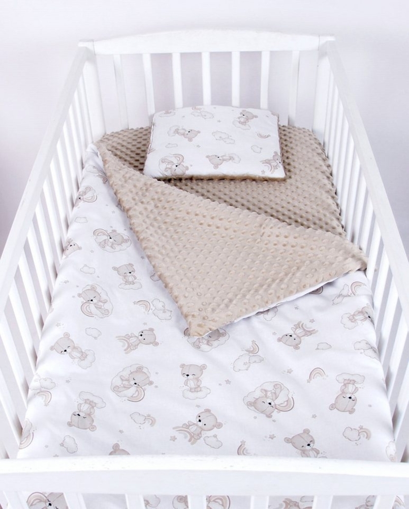 Babydecke BABYLUX Babydecke Krabbeldecke MINKY Kuscheldecke 75x100 cm+KISSEN, BabyLux, K138 - Bären Bild 1