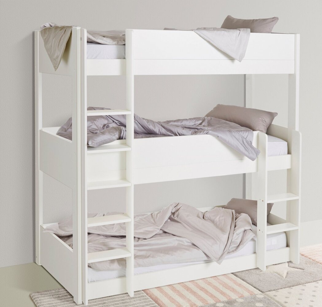 Lüttenhütt Etagenbett "TIPO"BESTSELLER! Stockbett, Hochbett, Bodenbett, platzsparend (Leitern beidseitig montierbar), mit 3 Schlafplätzen, FSC® zertifiziertes Massivholz (Kiefer) Bild 1