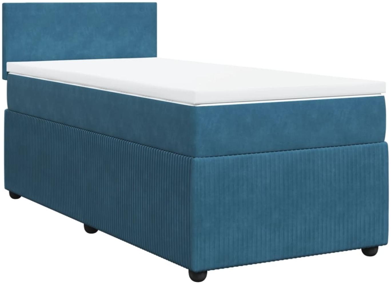 vidaXL Boxspringbett mit Matratze Blau 100x200 cm Samt 3287660 Bild 1
