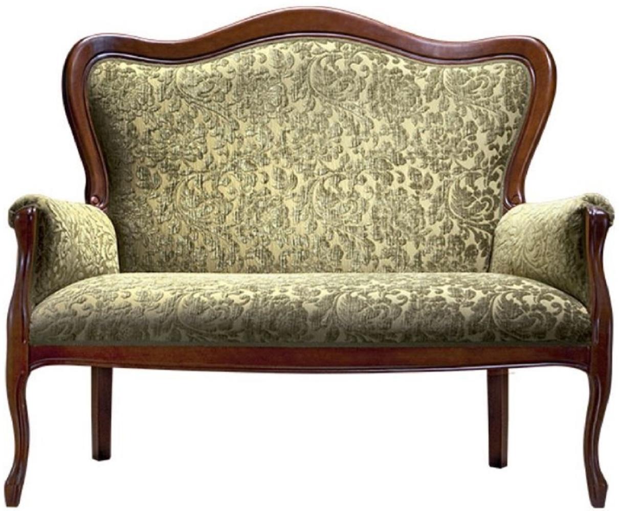 Casa Padrino Luxus Barock Sofa Grün / Dunkelbraun 124 x 74 x H. 107 cm - Barock Wohnzimmermöbel Bild 1